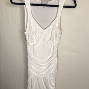 Bebe White Ruched Dress